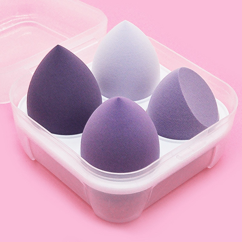 Éponge de maquillage bouffante de poudre, 4 pièces, sèche et humide, boule cosmétique de beauté, fond de teint, bouffante de poudre, coupe biseautée, outils