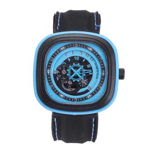 Sport Men's Watch Large Square Dial Silicone Strap Analog Quartz Wrist Watch Decor montre homme часы мужские наручные: Light Blue