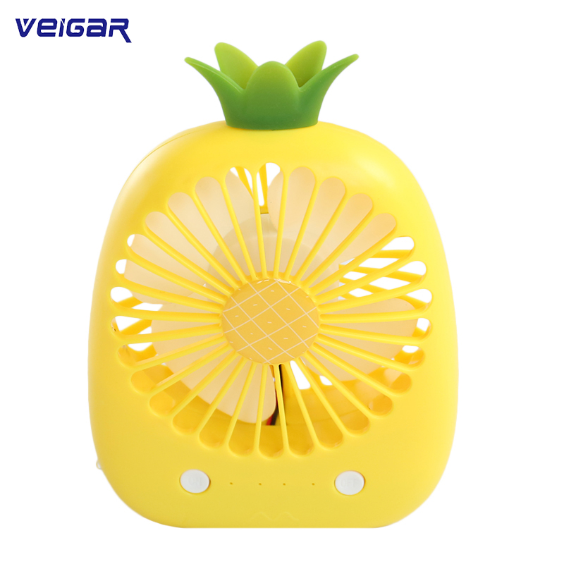 USB Rechargeable Fan Portable Mini Handheld Handy Fan Cartoon Pineapple Fans 3 Wind Modes USB Air Cooling Fan For Summer