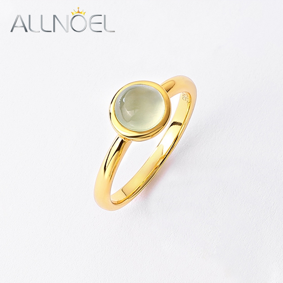 ALLNOEL 925 Sterling Silver 6mm Anello con pietra preziosa naturale Granato Topazio Prehnite Anello al quarzo rosa per le donne Regali per feste Gioielleria raffinata: Kaki scuro / 6