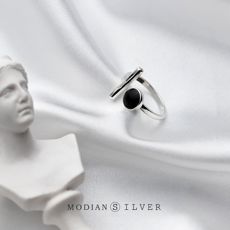 Modian 925 Sterling Silver Simple Geometric Ring for Women Free Size Ring Hiphop Style Fine Jewelry Accessories