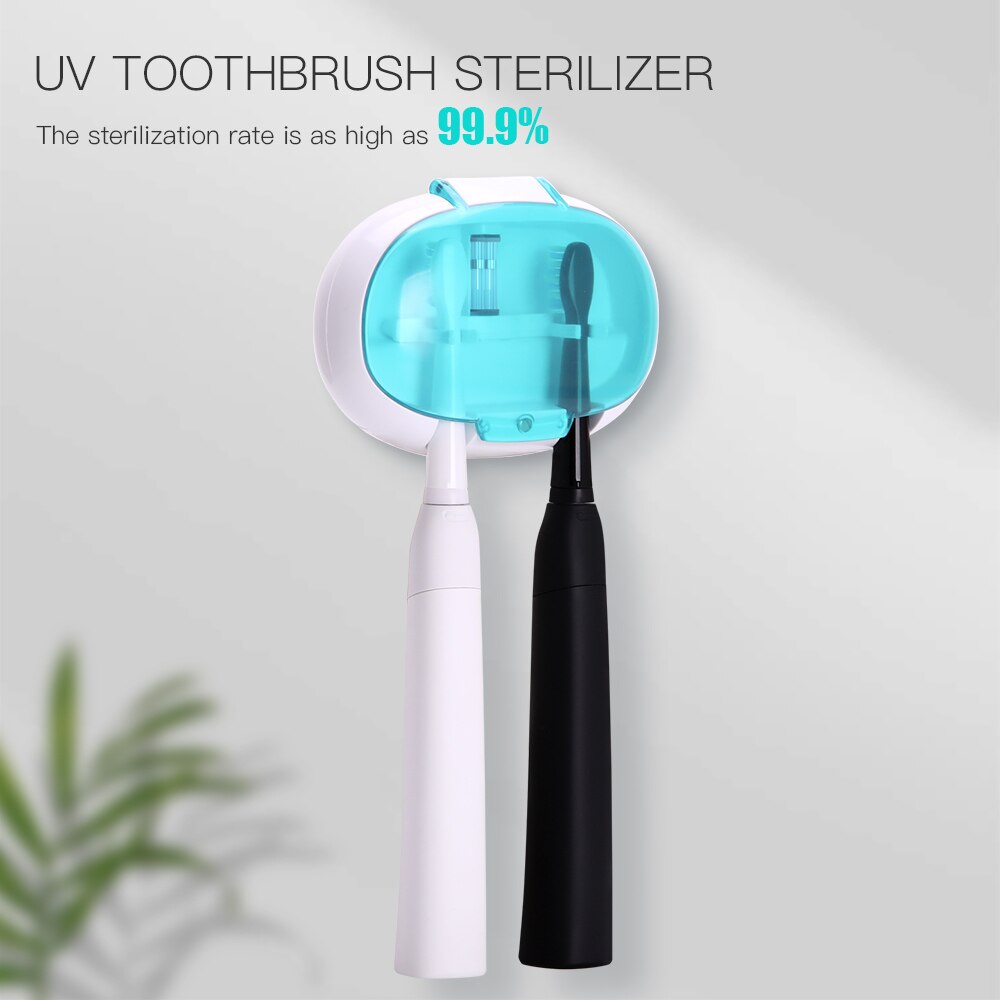 Antibacteria UV Light Toothbrush Sterilizer Portable 2 Teeth Brushes Ultraviolet Disinfection Box Wall-Mounted Lamp Holder