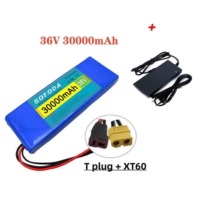 36V battery 100% genuine 36V 30000mAh 10S1P 18650 lithium-ion rechargeable battery pack 20A with BMS scooter and bicycle: Lavender