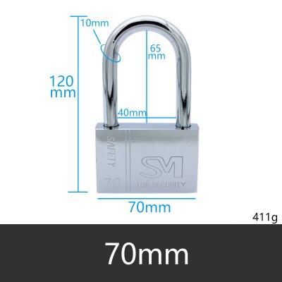 Door Padlock Stainless Steel Anti-Theft Lock Waterproof Rust-Proof Tamper-Proof Lock Home Small Dormitory Long Beam Lock: TK70mm-long