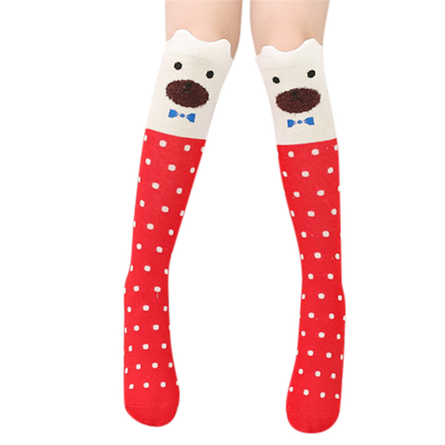 Cotton Cartoon Children's Baby Fox Socks With Bear Knee Highs Long Cute Infantil Kids For Girls Kniekousen 3-12 Years Old 1pcs: A
