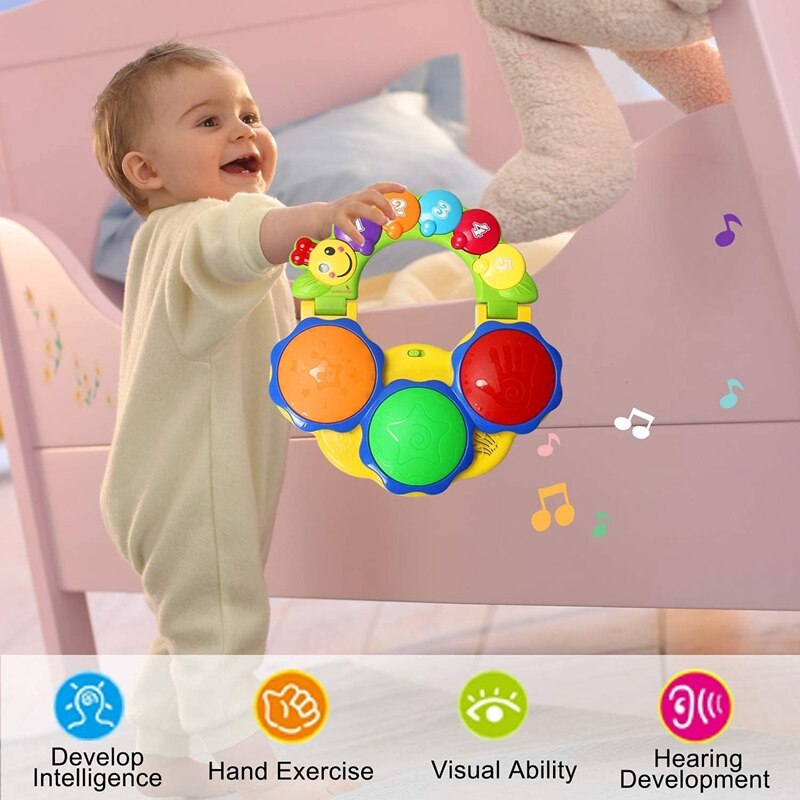 FBIL-Portable Musical Drums Piano Musical Instrument Baby Toys Early Education Music/Lights/Funny Sounds Toys Toddlers