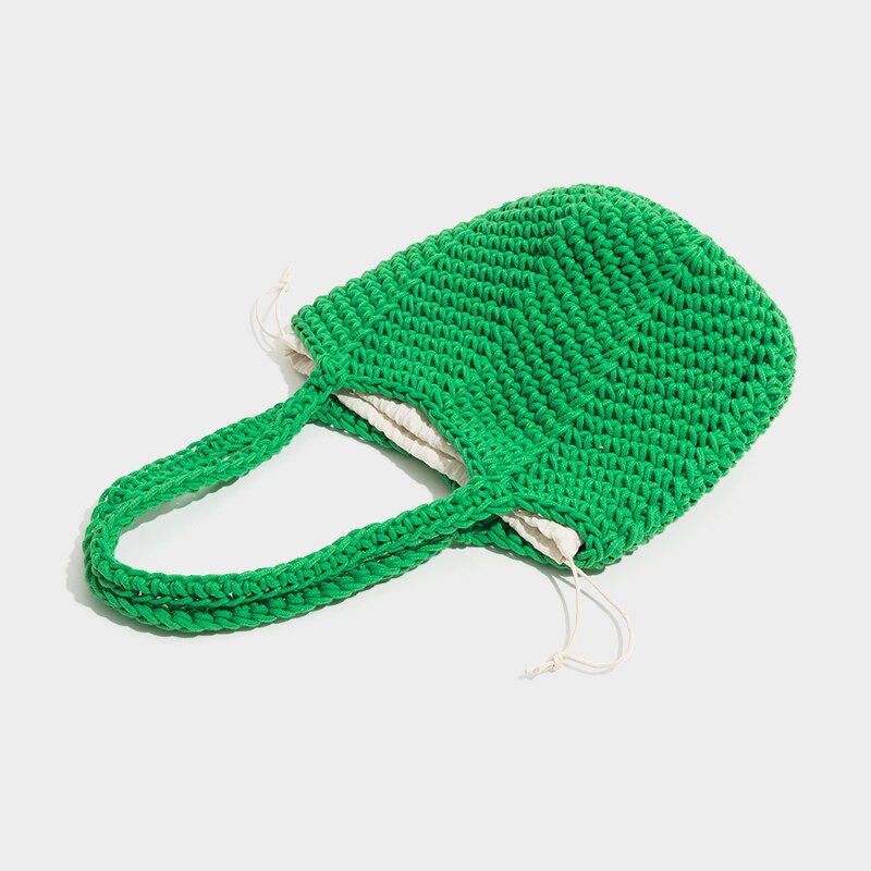 Mabula häkel-schultertaschen für damen, umweltfreundliche, handgewebte beuteltaschen aus weicher baumwolle, schlicht und stilvoll, lässige tragetaschen