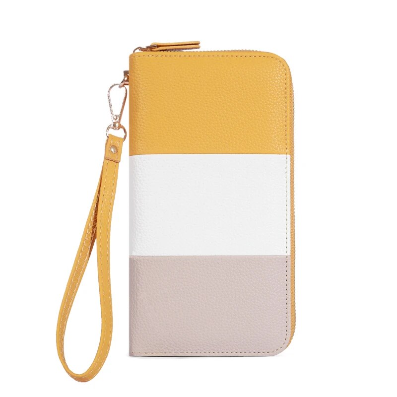 Women's Wallet RFID Blocking Multi Credit Card High Capacity Zipper Clutch Travel Bag Wrist Guard: Yellow