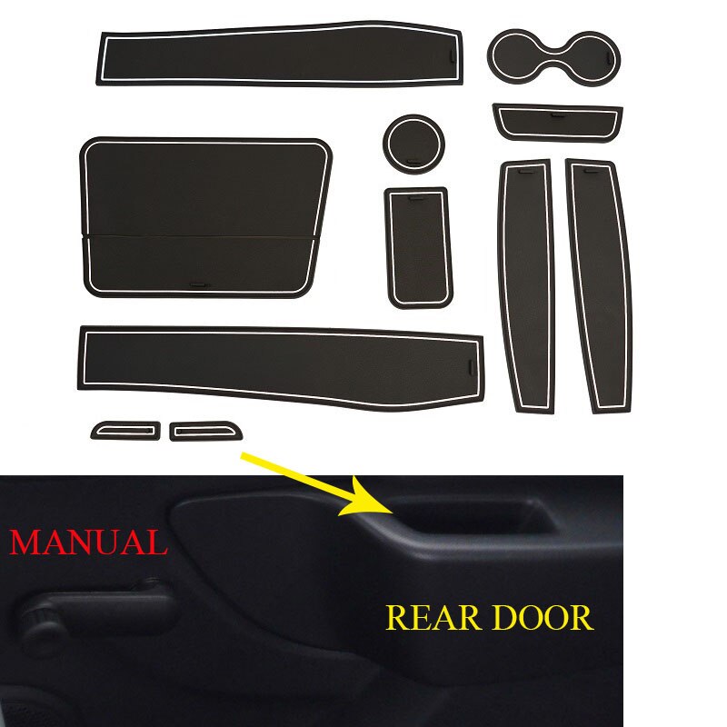 Non Slip Door slot cup mat storage rubber interior mats for Dacia Logan II Sandero 2 Stepway second generation year: 11pcs BLACKnWHITE B