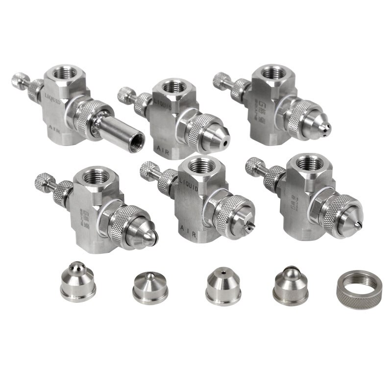 1/4" Stainless steel air atomizing nozzle Adjustable spray atomizing humidifying nozzle Two-fluid gas-water mixing nozzle