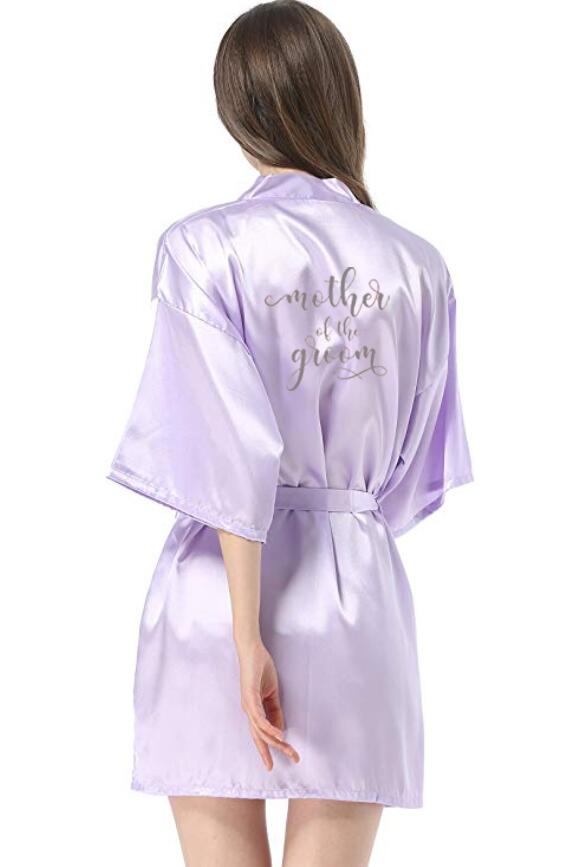 bruid bruidsmeisje gewaad met wit zwarte letters moeder zus van de bruid huwelijkscadeau badjas kimono satijnen gewaden