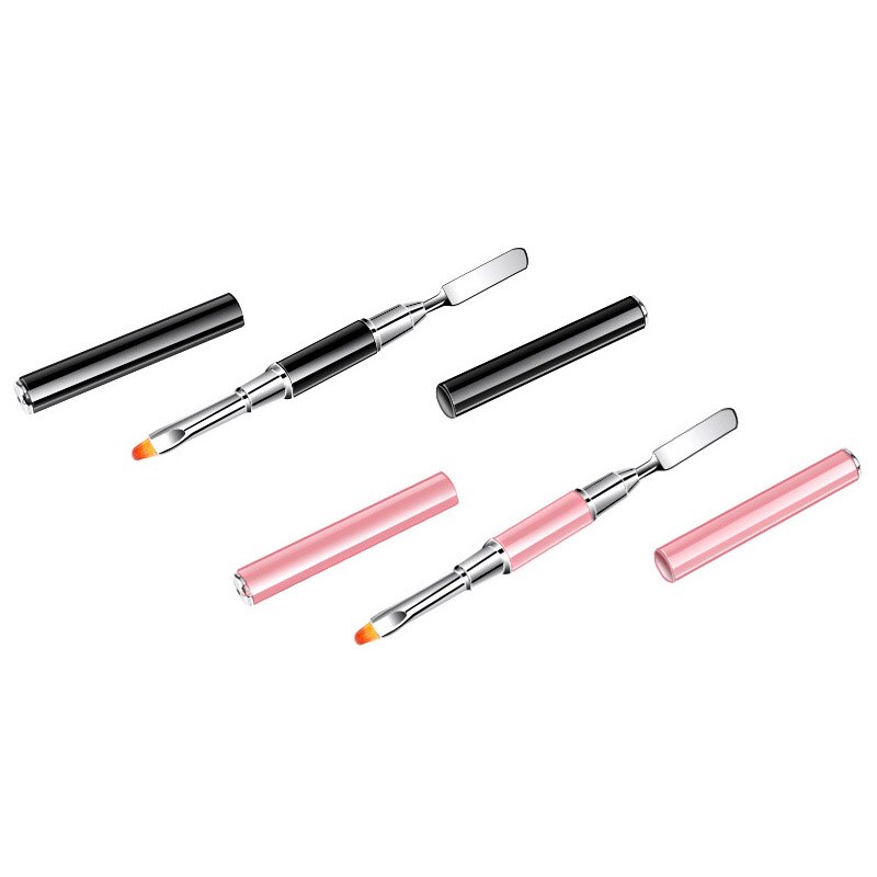 Dual Head Painting Brush Nail Pen Art Acryl Uv Poly Gel Extension Builder Tekening Brush Verwijderen Spatel Stok Manicure Tool