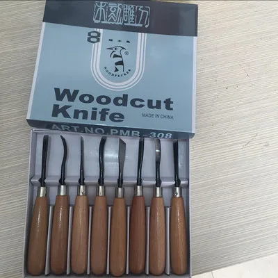 8pcs and 6pcs Woodpecker Dry Hand Wood Carving Tools, Woodworking Graver Chisel Kit Gouges Tools: Bull Point Chisel