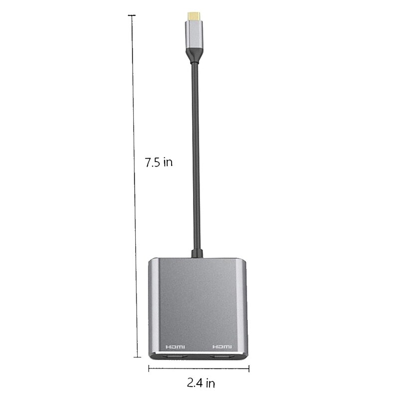 4 In 1 Usb C Naar Hdmi Adapter 4K Type C Naar Dual Hdmi Usb 3.0 Pd Opladen Hub voor Pc Laptop Mac Os Linux Usb C Apparaat