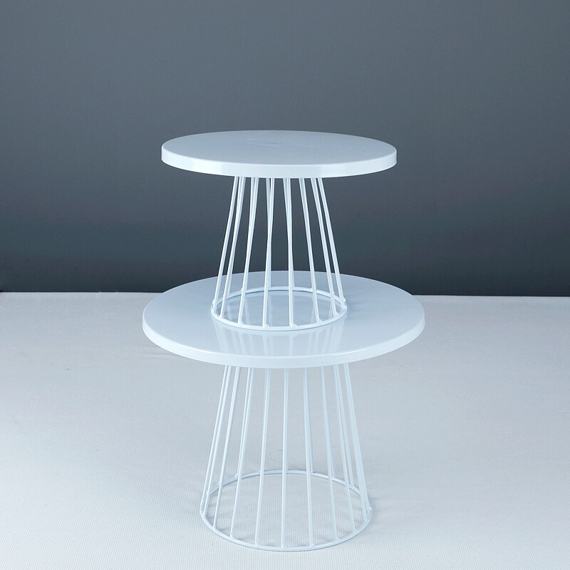 Metalen Cake Stand Bruiloft Wit Goud Dessert Display Rack Verjaardag Partij Decoratie Cupcake Stand Voedsel Taart Lade 20/ 25cm: 2pcs White