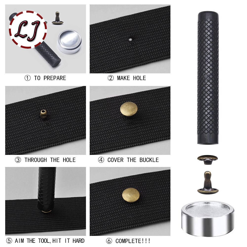 400 Sets Leather Rivets Double Cap Rivet Tubular 4 Colors Metal Studs with Fixing Tools for DIY Leather Craft/Clothes/Shoes/Bag