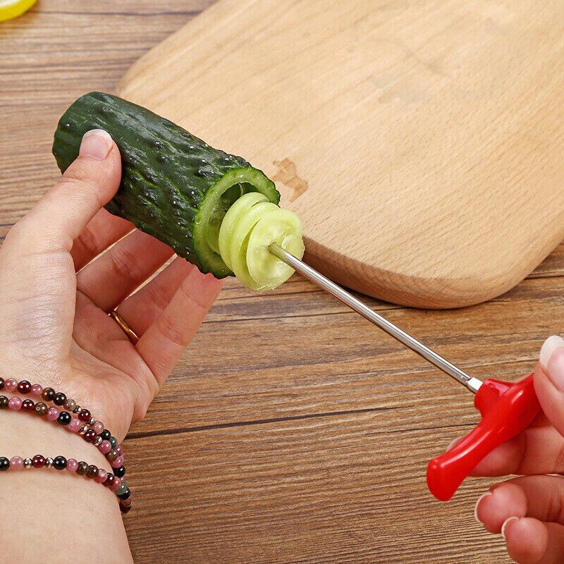 Cucumber Rotary Cutter Spiral Coil Cutter Fruit and Vegetable Twist Cutter Stainless Steel P7Ding