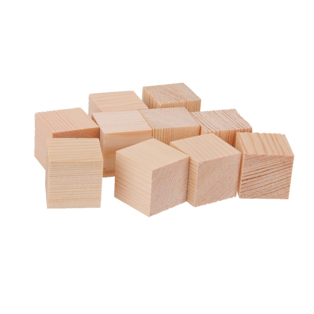 10 Stuks Natuurlijke Houten Vierkante Blokjes Hout Blok Versiering Voor Ambachtelijke 25x25mm