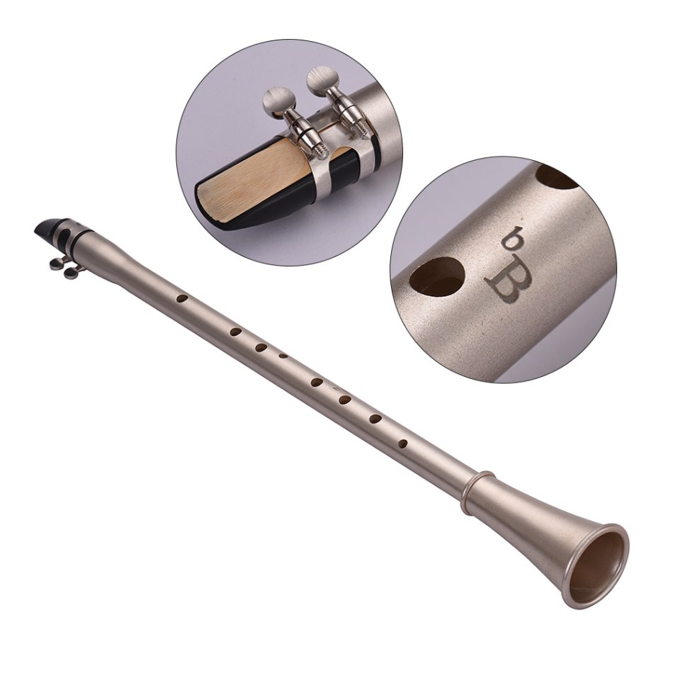 Bb nøgle mini enkel klarinet sax kompakt klarinet-saxofon abs materiale musikalsk blæseinstrument til begyndere med bærepose: Bb-nøgle
