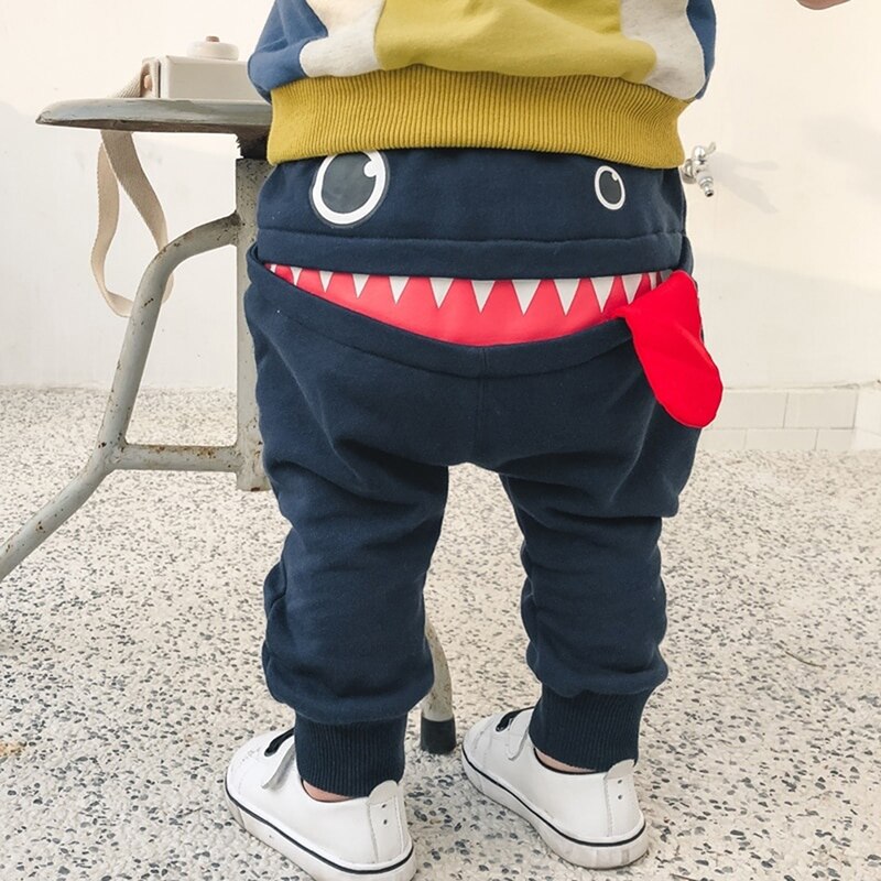 Cartoon Volledige Lengte Broek Katoen Peuter Warm Blauw Grijs Broek Pasgeboren Casual Broek Losse Elastische Taille Broek Voor Baby Jongens