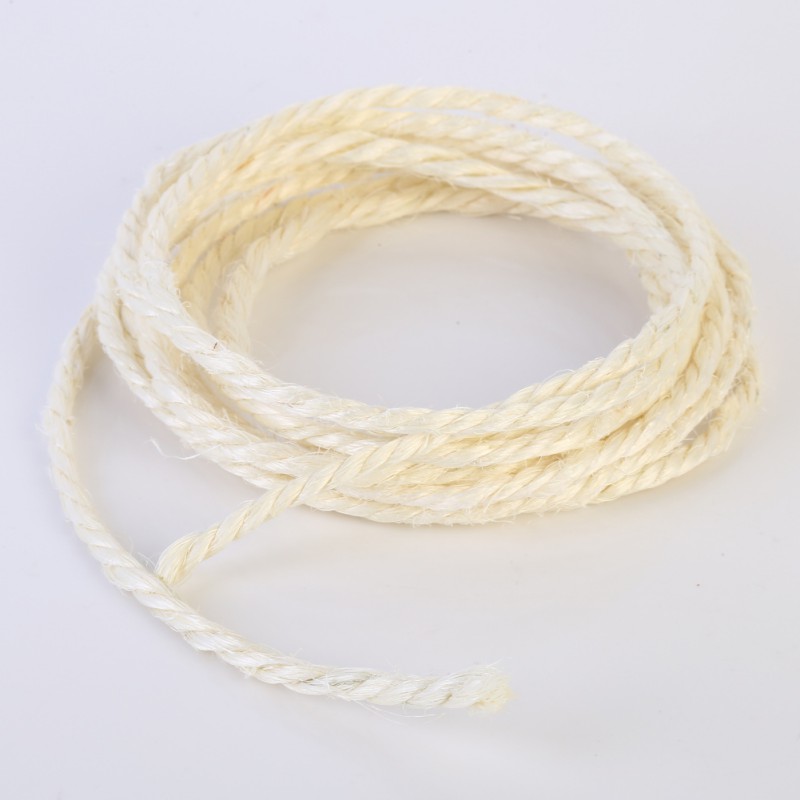 6mm x 3/5m sisal reb til katte kradsestolpe legetøj gør-det-selv kat kradsebræt til kat at træne klø kat klatrestativ tilbehør: 3m x 6mm