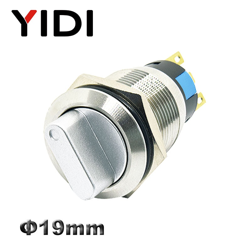 YIDI 19mm Metalen Selector Draaischakelaar 2 3 Positie drukknop 1no1nc 2no2nc dpst knop switch latching op off
