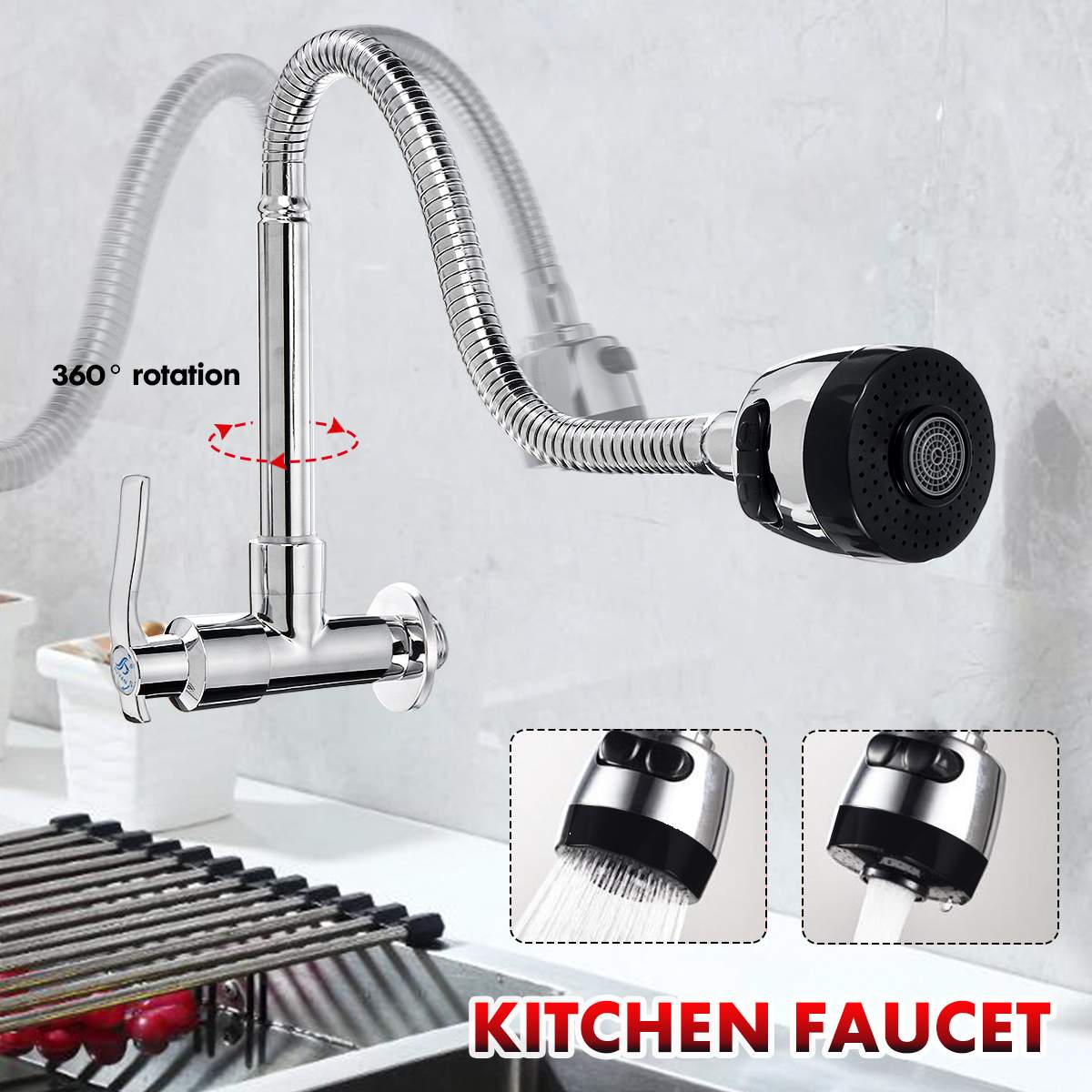 Dual Water Outlet Mode 360 Degree Rotation Kitchen Single Cold Faucet Brass Kitchen Sink Faucet Single Hole Kitchen Faucets