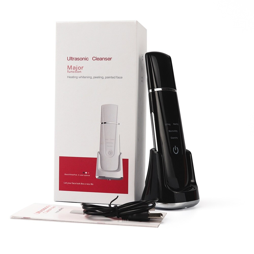 4 tryby ultradźwiękowy skruber skóry ems ogrzewanie twarzy dokładne czyszczenie peeling łopata skóra nawilżająca promuj wchłanianie odżywiania: czarny