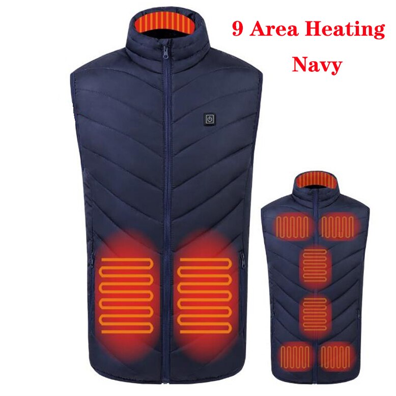 Chaleco calefactable de 17/13 lugares para hombre y mujer, chaqueta con calefacción por Usb, ropa térmica, chaleco de caza, chaqueta calefactora de invierno, BlackS-6XL