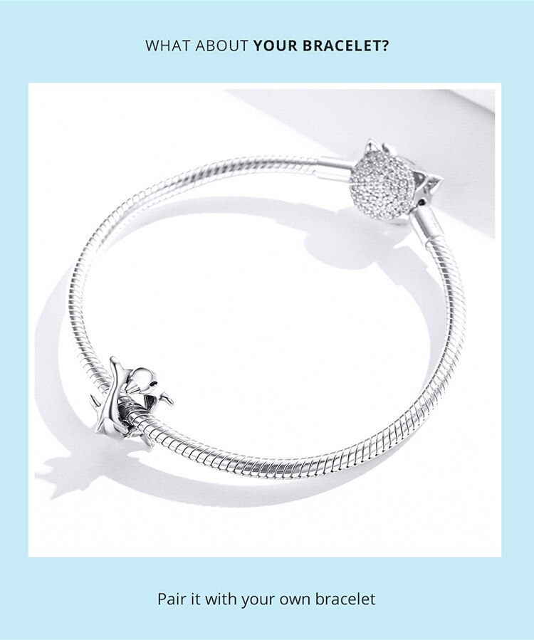 Puur Zilver 925 Sieraden Dier Dolfijn Charm Kralen Originele 3 Mm Snake Armband Vrouwelijke Productie