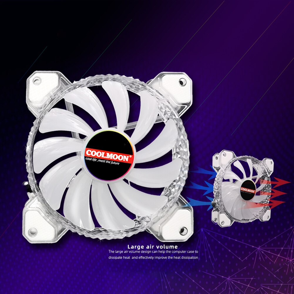 COOLMOON 12cm 6pin PC Case Fan Heatsink RGB Lighting Chassis 3/6 Cooling Fan with Controller