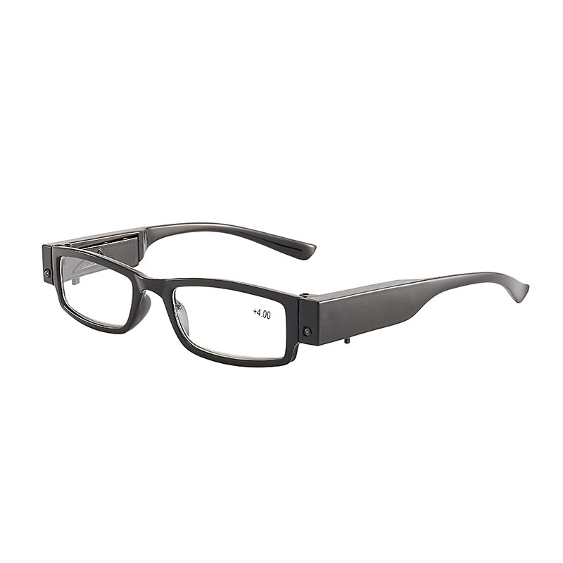 Zilead – lunettes de lecture pour hommes, lues LED, rétro, pour presbytie, dioptrie + 1 + 1.5 + 2 + 2.5 + 3 + 3.5 + 4: +400 / Black