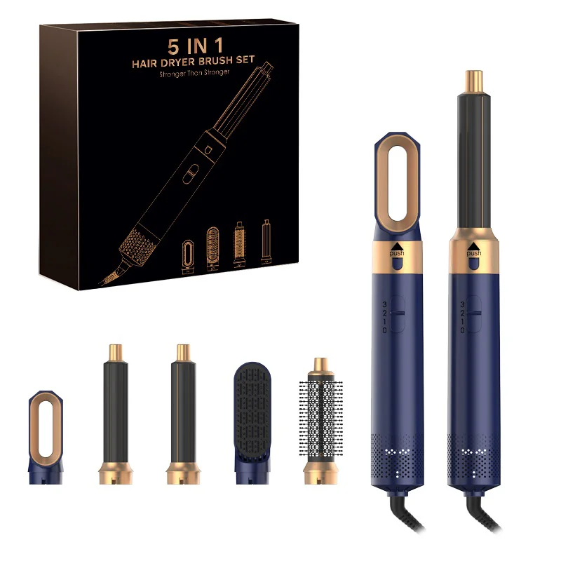 5 in 1 Haartrockner Kamm einstellen Beruf eller Heißluft styler zum Glätten und Volumen von Locken zu Hause: Lila / uns-Stecker