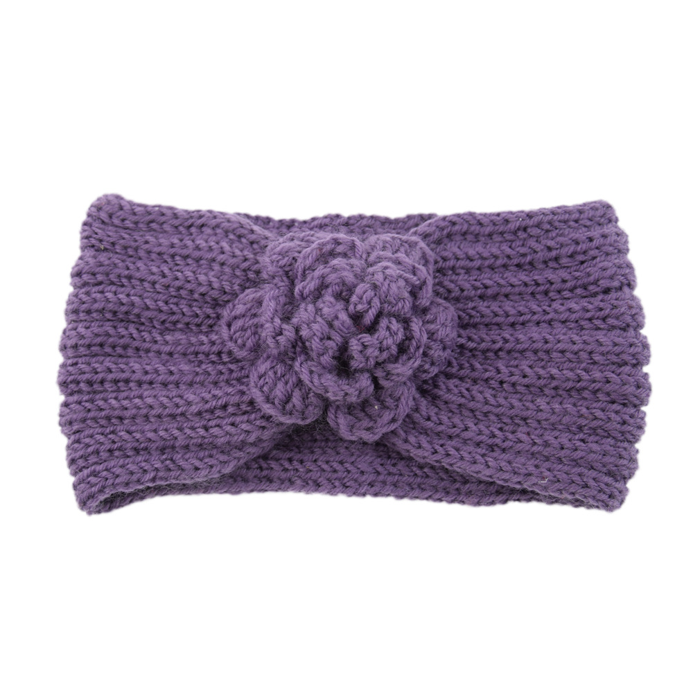 Vrouwen Rose Bloem Gebreide Hoofdbanden Vrouwen Herfst Winter Gehaakte Hoofd Wrap brede Wollen Haarband Tulband Bandana Haaraccessoires: Roze