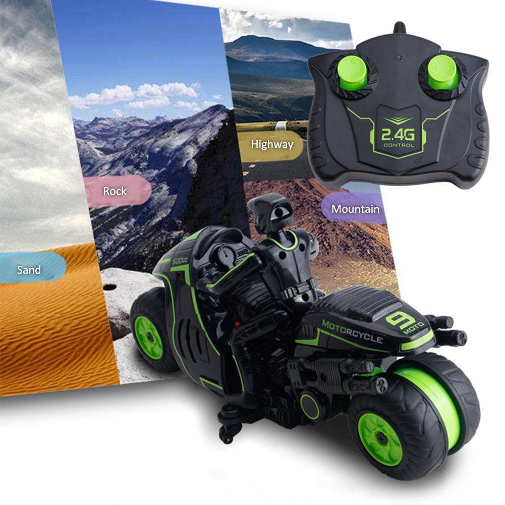 2.4g rc stunt motorcykel venstre-højre drift 360 graders rotation fjernbetjening elektrisk motorcykel legetøj til drenge piger børn: Default Title