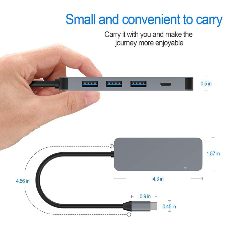 Estación de acoplamiento USB C 6 en 1, adaptador de TYPE-C, HDMI, Compatible con PD, adecuado para todos los dispositivos USB C, PC, tableta y teléfono móvil