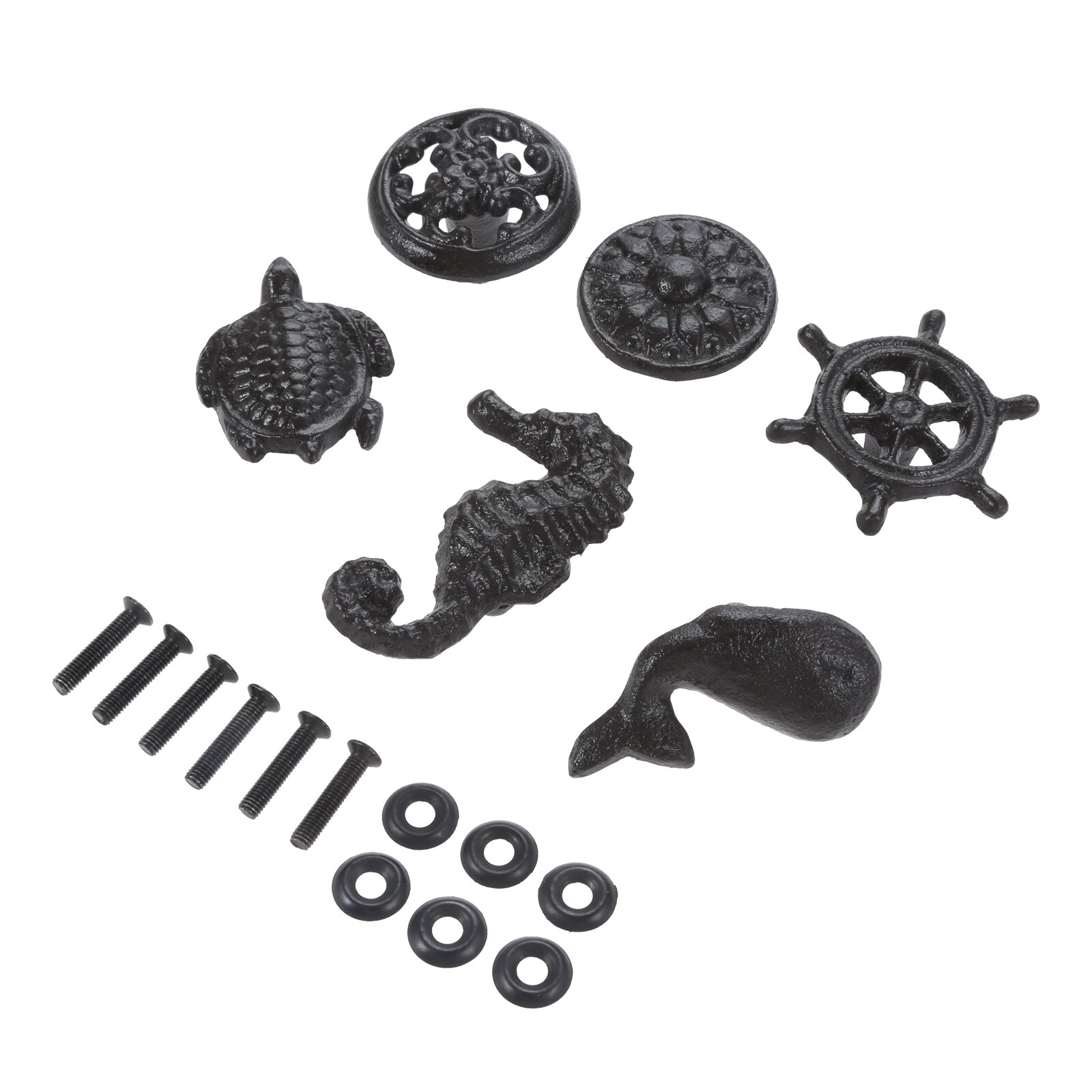 Strand Thema Pull Oceaan Stijl Handvat Walvis/Sea Turtle/Seahorse/Wiel/Bloem/Hollow Ronde Knop W/Schroef Ijzer Badkamer Meubels