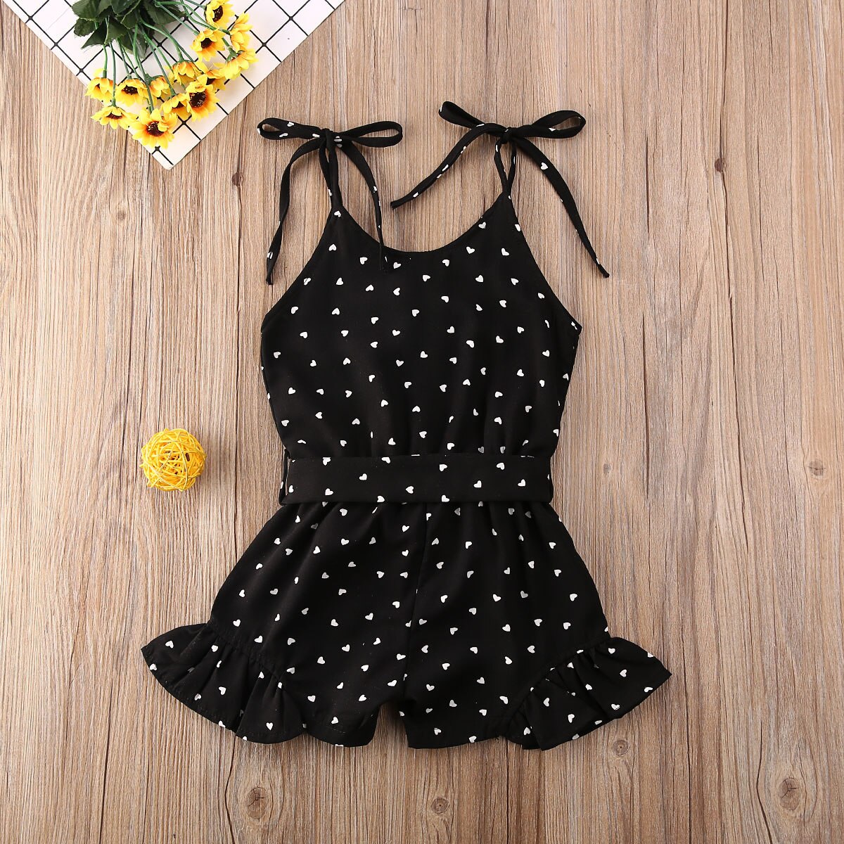 1-6Year Zomer Peuter Overalls Kids Baby Meisje Romper Hart gedrukt Jumpsuit een stuk