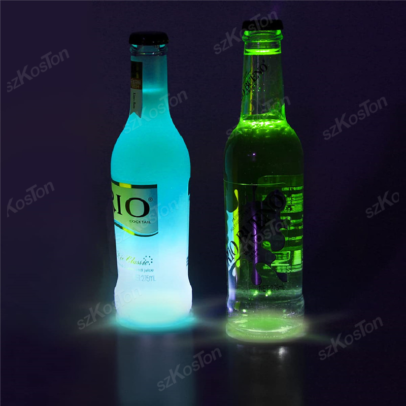 Luces LED para posavasos, pegatinas coloridas y brillantes para botellas de vino, iluminación para Bar, de boda, botella de vino brillante, 1-200 Uds.