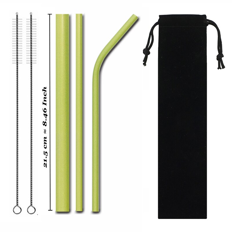Paille métallique réutilisable colorée de , en acier inoxydable 304 avec brosse de nettoyage pour tasses 20/30oz,: Set 04