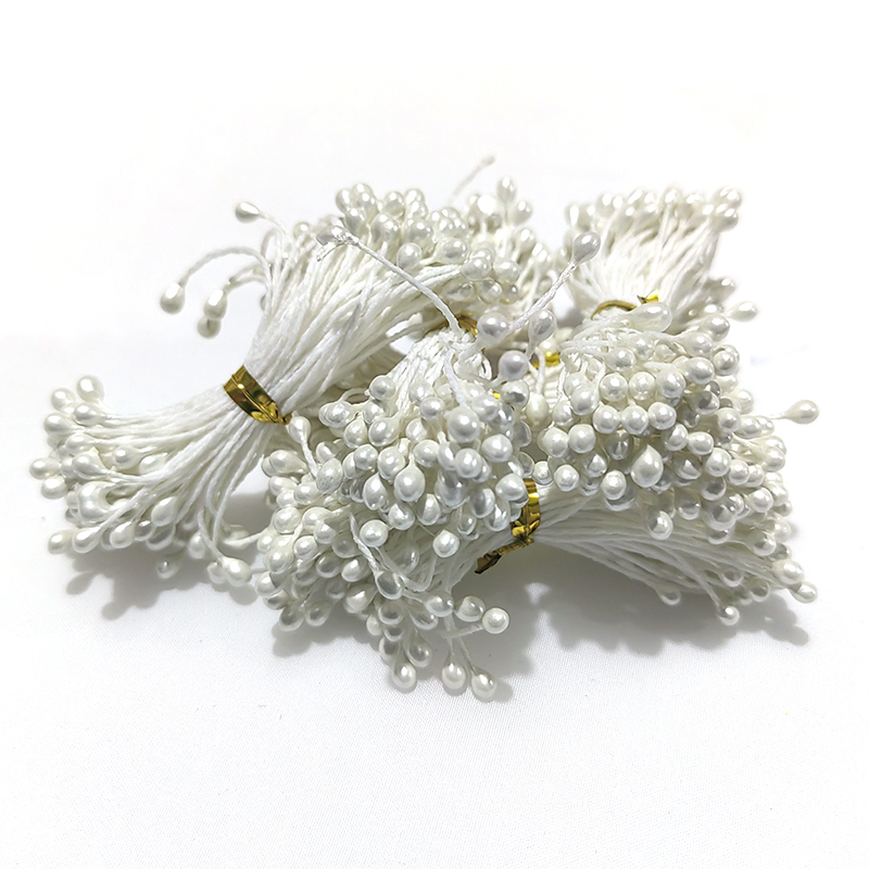 Estambres de flores artificiales para decoración de tartas, adornos de perlas de doble cabeza, varios colores, 3mm de longitud, 65mm, 500 piezas