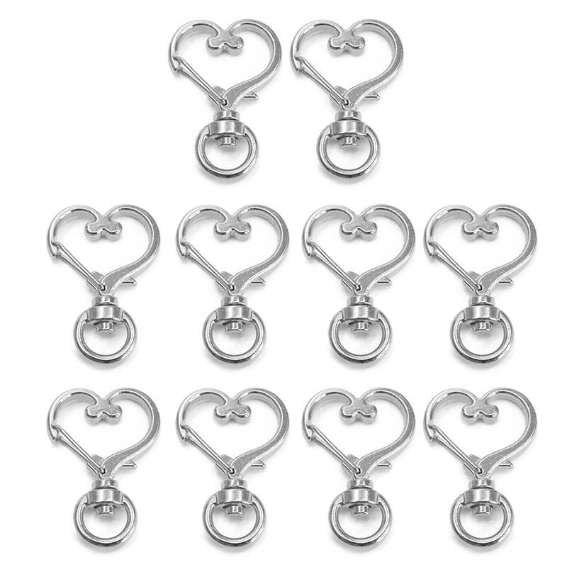 10Pcs Metall Swivel Hummer Verschluss Snap Haken Herz Form Keychain Schmuck Erkenntnisse Auto Schlüsselring Zubehör: 4