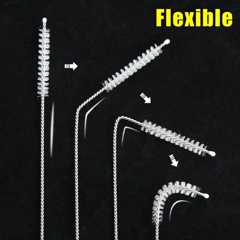 Edelstahl Biegen Stroh Pinsel Reiniger Weiches Haar Saug Glas Rohr Reinigung Pinsel Baby freundlicher Flasche Pinsel Langen Griff Wiederverwendbar