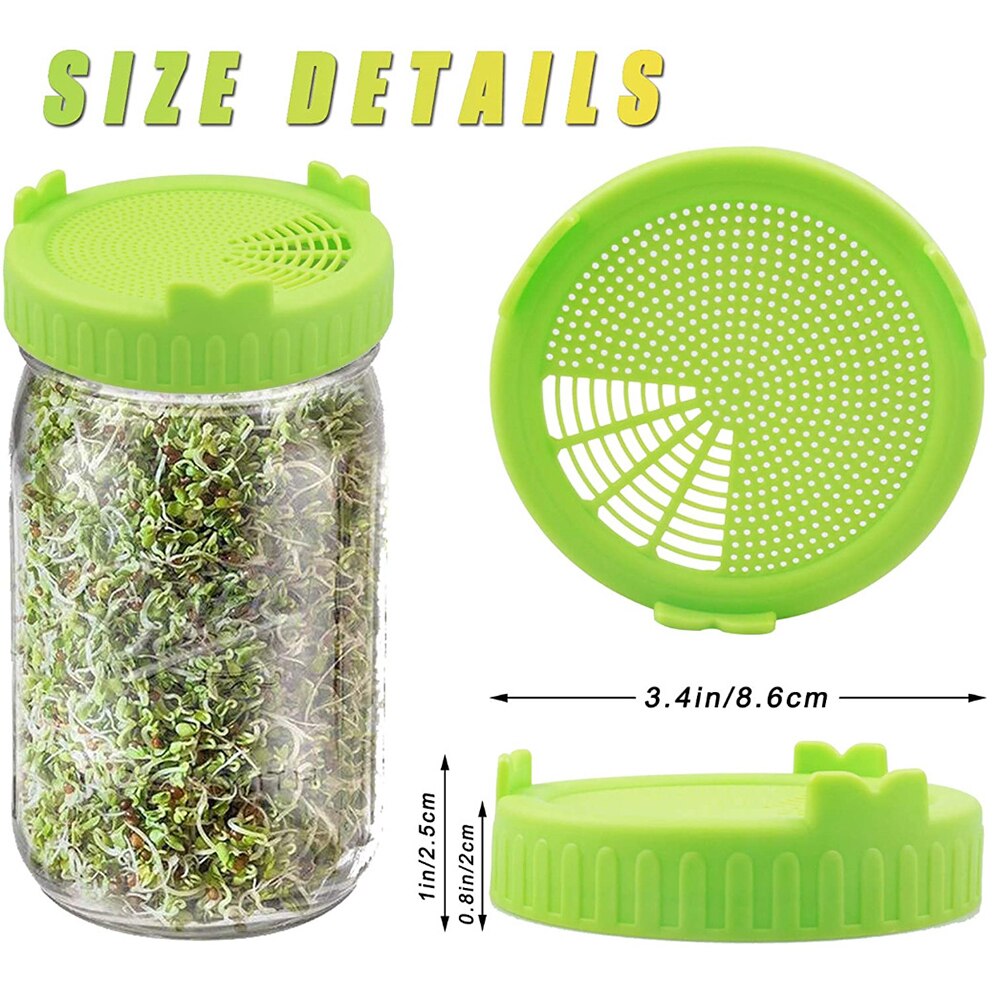 Drainage Porous Universal Mesh Cover Easy Clean PP Bean Screen Safe Sprouting Lid Grow Home For Wide Mouth Mason Jar