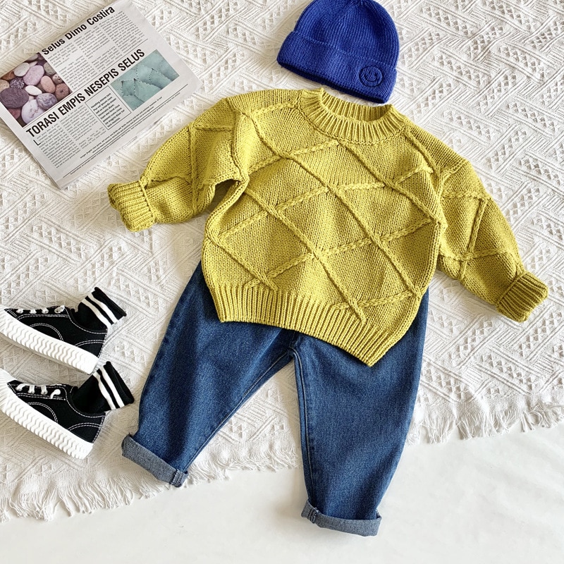 Baby drenge piger søde trøjer efterår vinter langærmet pullover afslappet striktrøje børn børn varme strik toppe