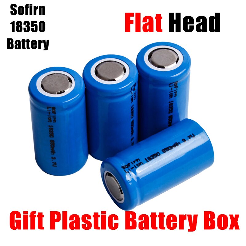 Sofirn 18350 850Mah Oplaadbare Batterij 3.7V Lithium Batterijen Flat Top Icr 5C Ontlading Batterij Oplaadbare Lithium Cellen