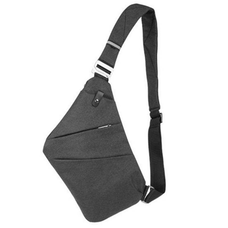 Osoce Men Nylon Crossbody Shoulder Chest Thin Sling Casual Bag Satchel: Black