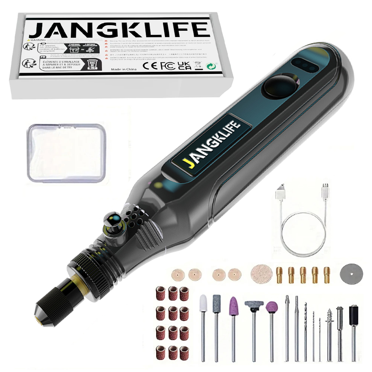 Kit de herramientas rotativas inalámbricas USB, pluma de grabado para carpintería, bricolaje para joyería, Mini Taladro Inalámbrico de vidrio y Metal: Negro