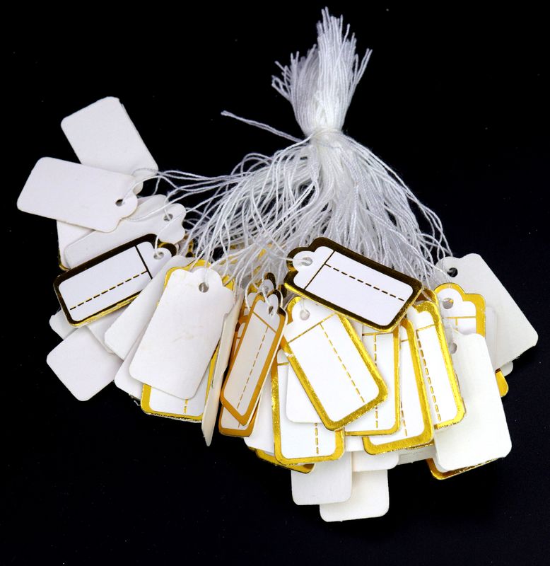 100 pezzi di cartellini dei prezzi rettangolari con etichetta di carta in corda per carte regalo di gioielli accessori da forno fai da te fatti a mano tutto'ingrosso