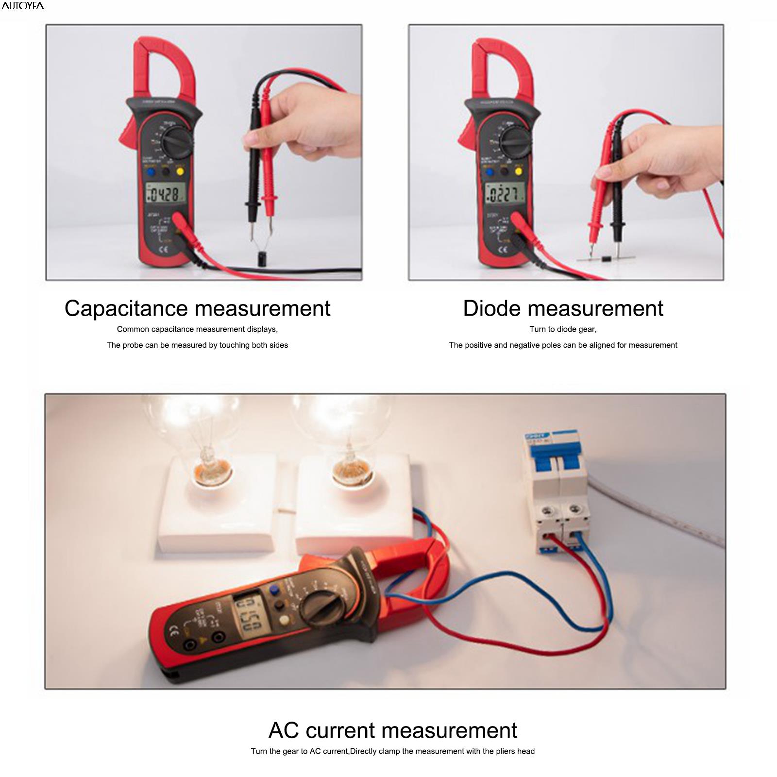 ST201 Digital Clamp Multimeter Resistance Ohm Tester AC DC Clamp Ammeter Transistor Testers Voltmeter D Contact LCR Meter
